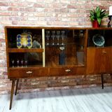 Renewed 1950s art deco showcase, high-legged, retro, vintage