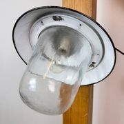 Vintage Industrial Black Enamel and Cast Iron Wall Lamp, 1960s
