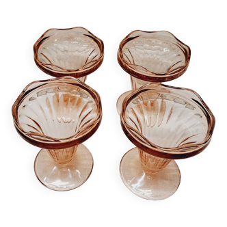 Set of 4 powder pink ice cream cups