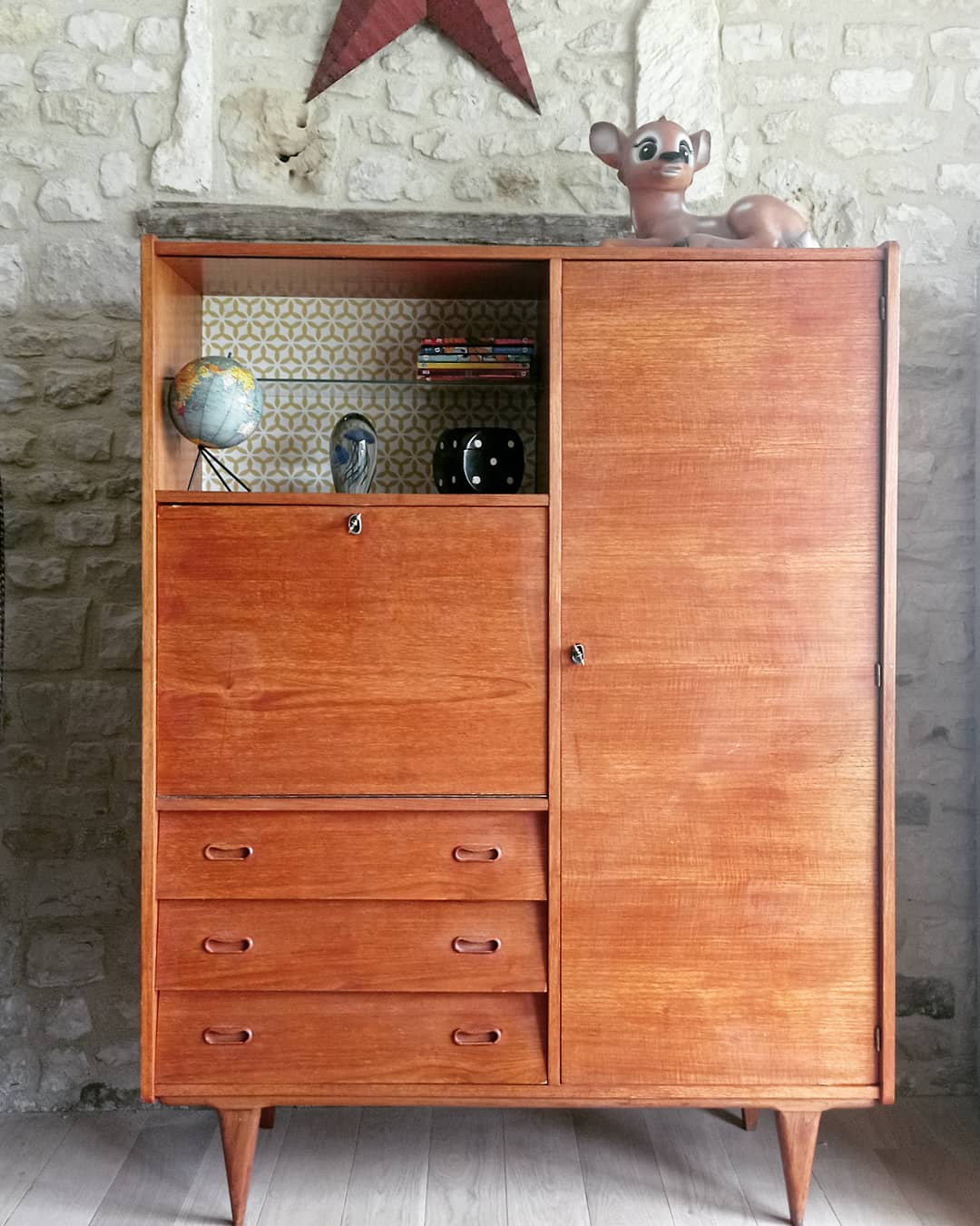 Multifunction teak cabinet
