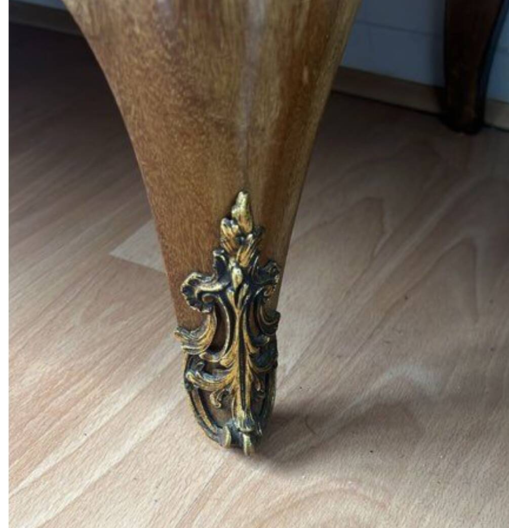 Louis XVI style secretary in marquetry, marble and bronze, 19th/20th century.