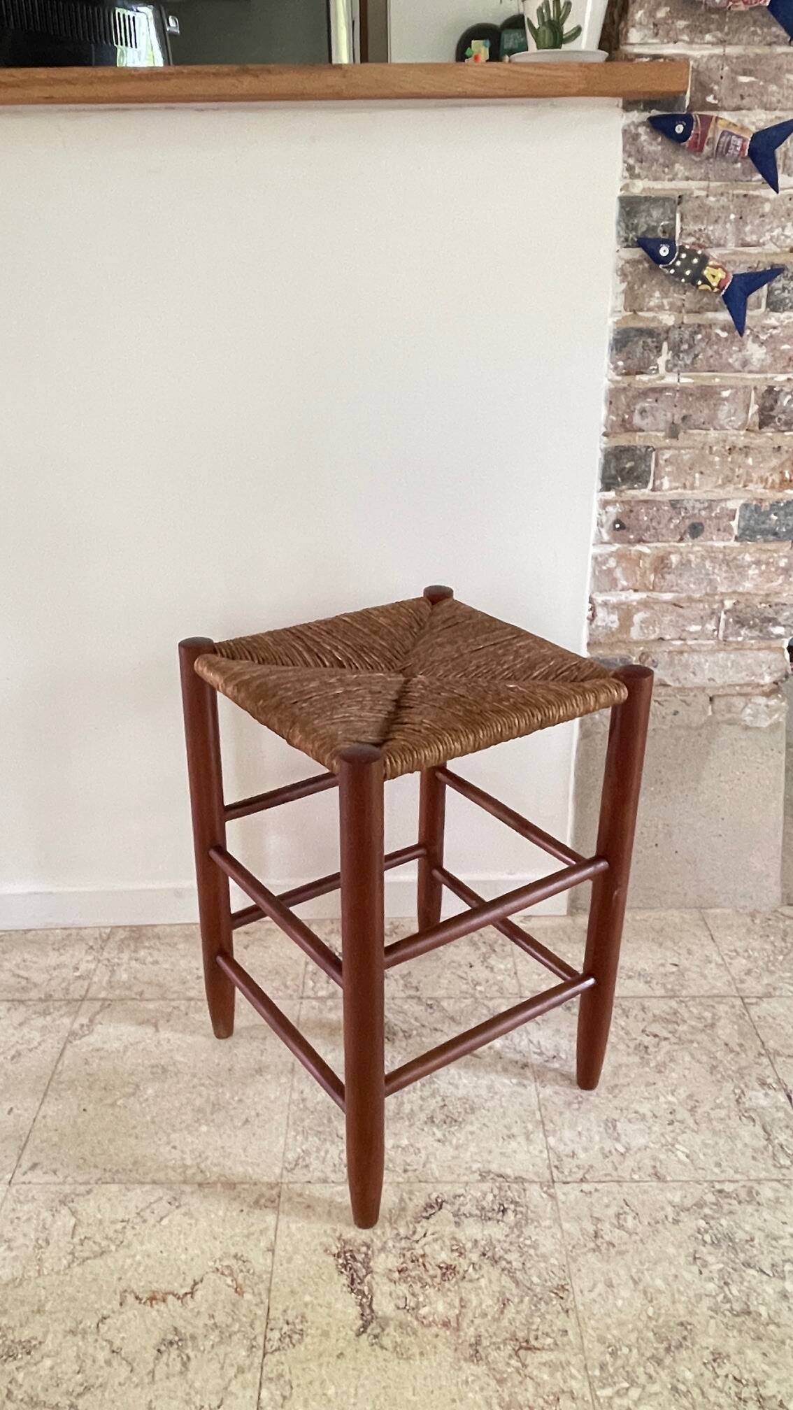 TABOURET Paille VINTAGE