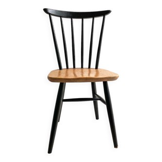 Chaise de salle à manger en broche en bois du milieu du siècle - teck et noir #2