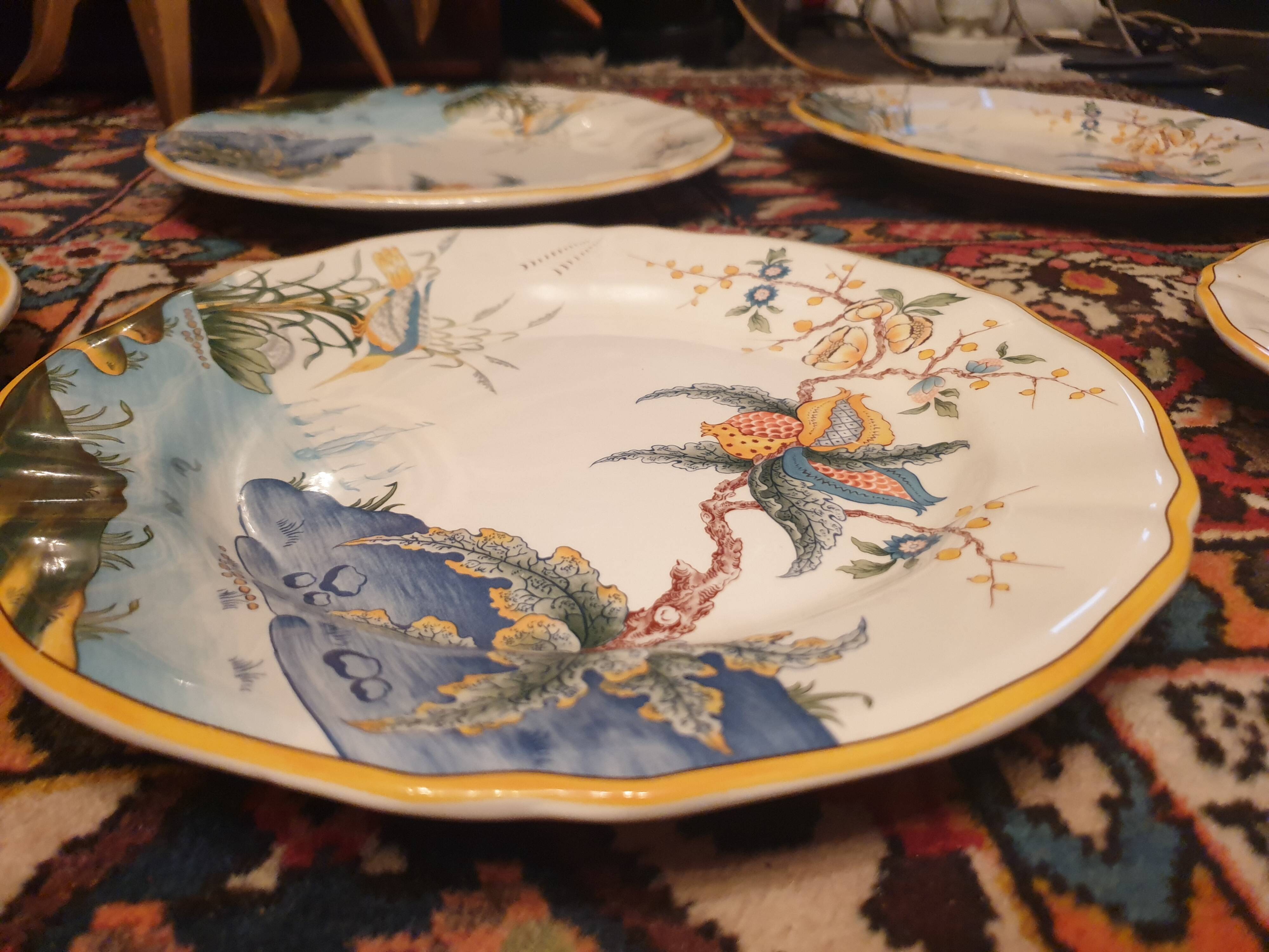 6 Dessert plates Gien France Caribbean