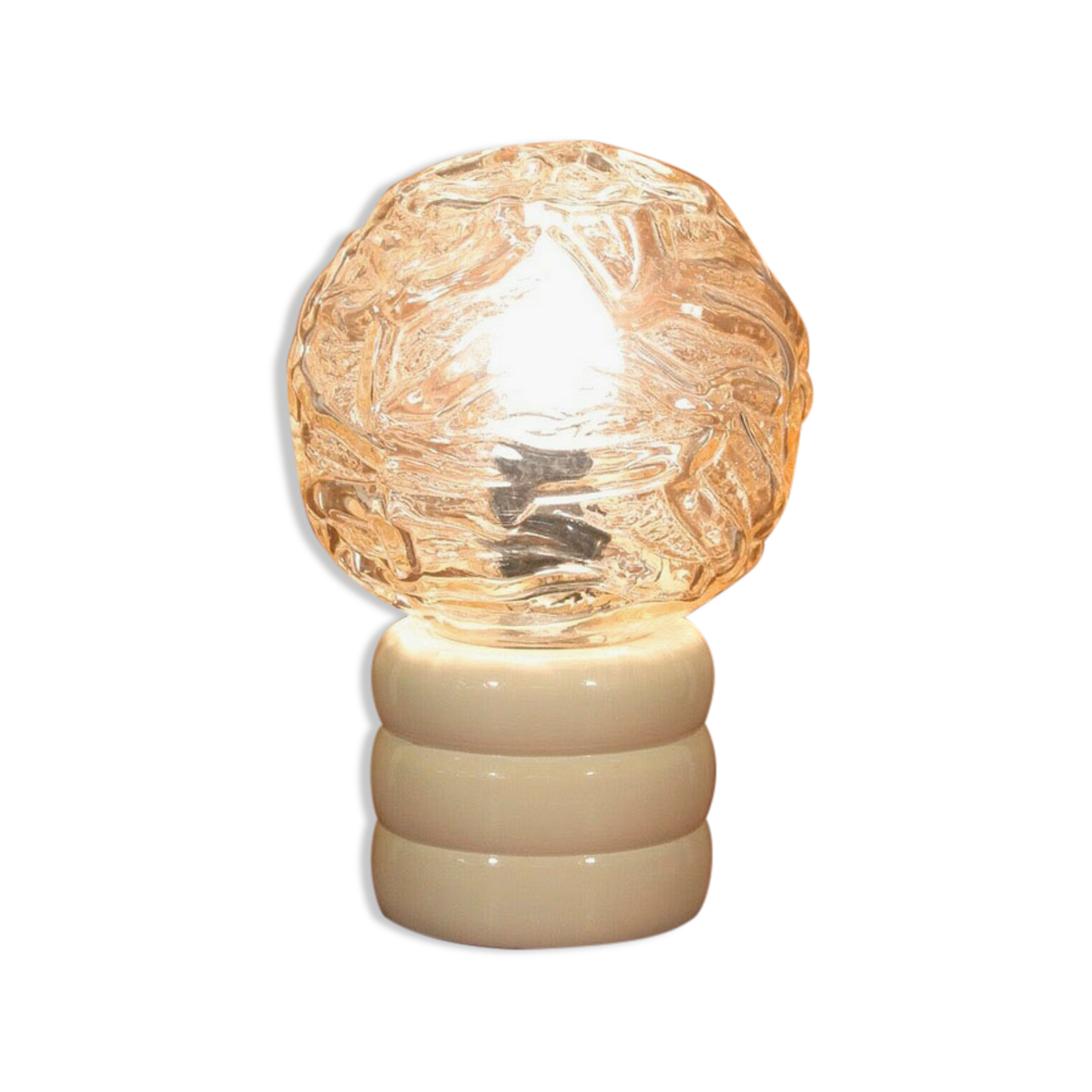 Table lamp, lacquered wood, textured molded glass 1960