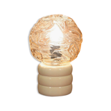 Table lamp, lacquered wood, textured molded glass 1960