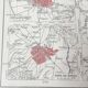 Old map Romania and Bulgaria 43x43cm from 1950
