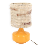 Lampe orange avec abat jour laine, années 70