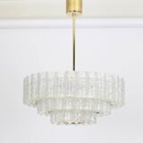 Lustre à tubes en verre glace Murano par Doria, Allemagne, années 1960