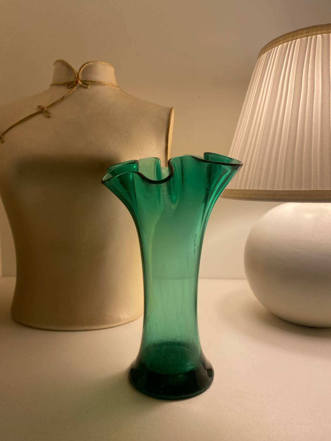 Vase vert verre soufflé blenko