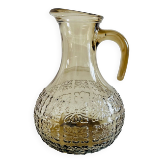 Vintage smoked glass carafe made in Italy