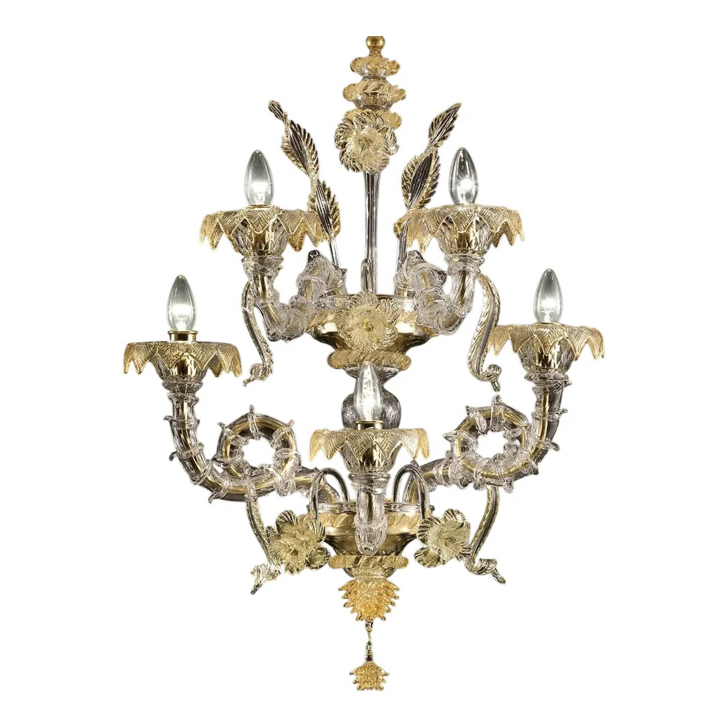 Verre de Murano Ca’ Rezzonico impérial de luxe avec feuille d'or