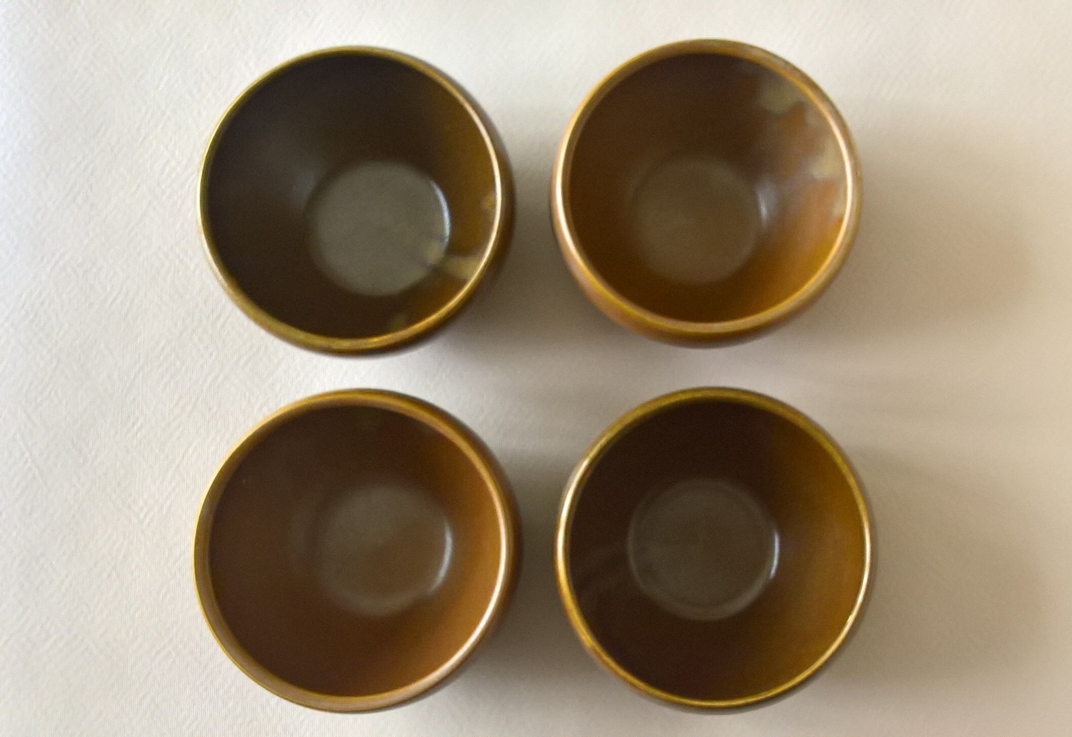 Four Digoin golden sandstone bowls