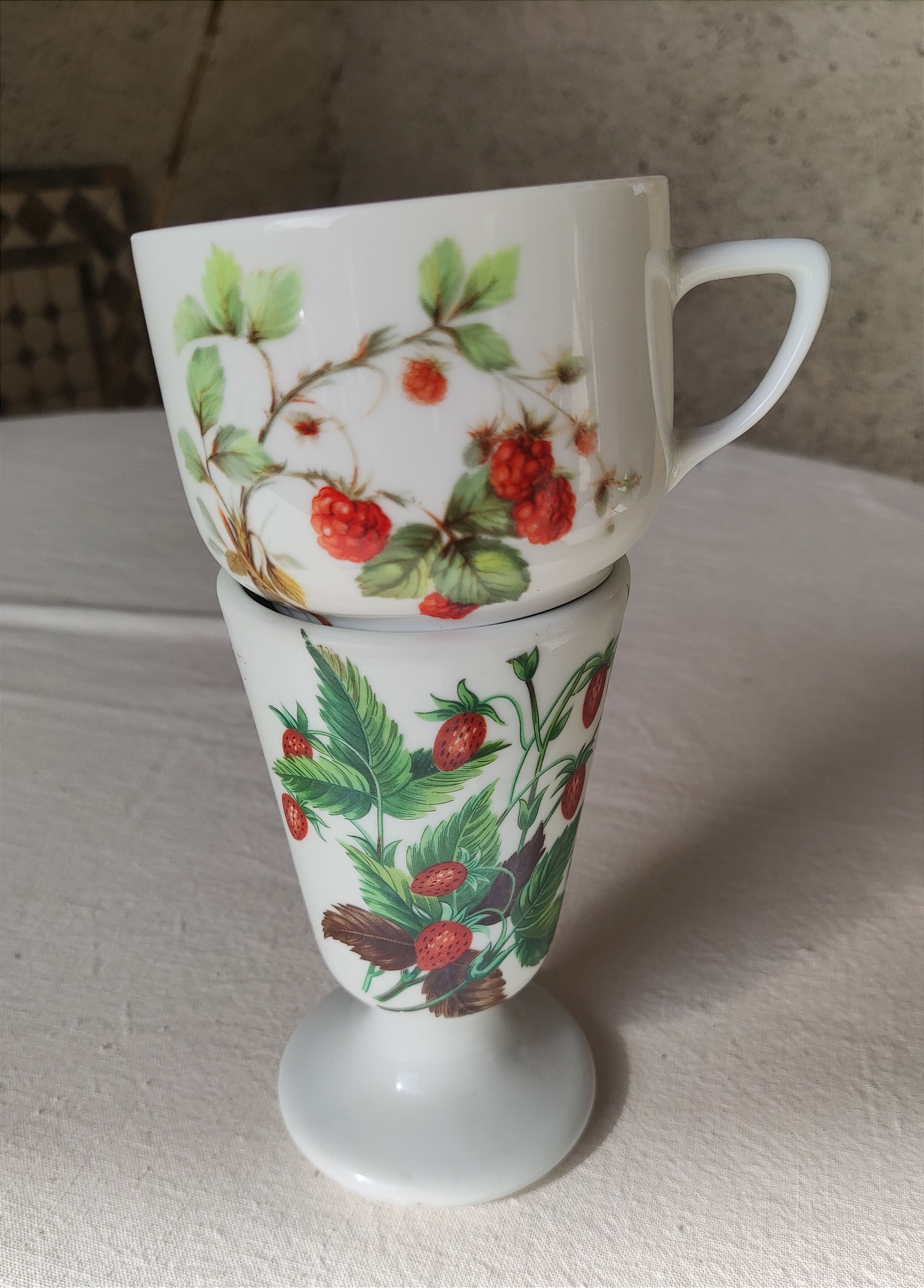 Matching mazagran and cup - paris porcelain