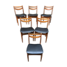 Series of 4 Old Scandinavian Chairs Wood Teck - Skai Skaï Black Vintage