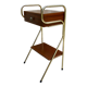Bedside table in wood and metal, vintage, 50s-60s