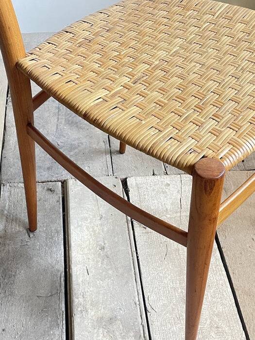 Pair of mid-century woven-seat dining chairs by G.B. Marangoni, Italy 1950s