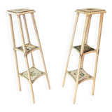 Pair of large painted wooden side tables with three tops.