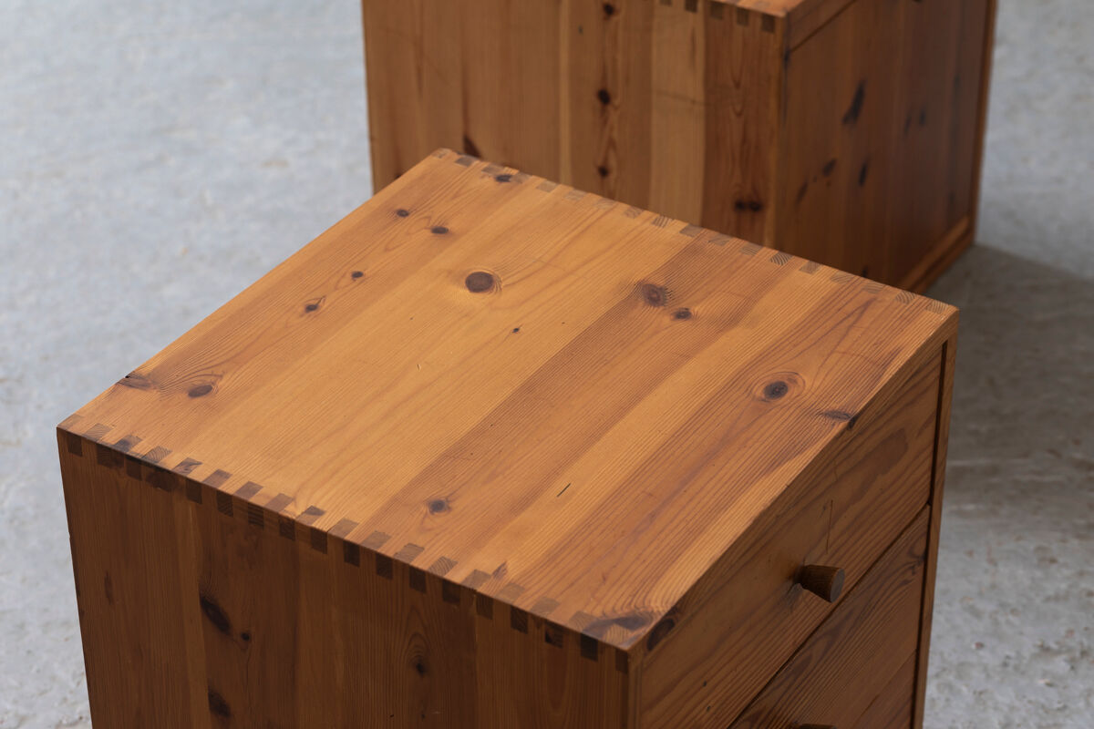 Set of 2 pine cube cabinets in the style of ate van apeldoorn, dutch design, 1960’s