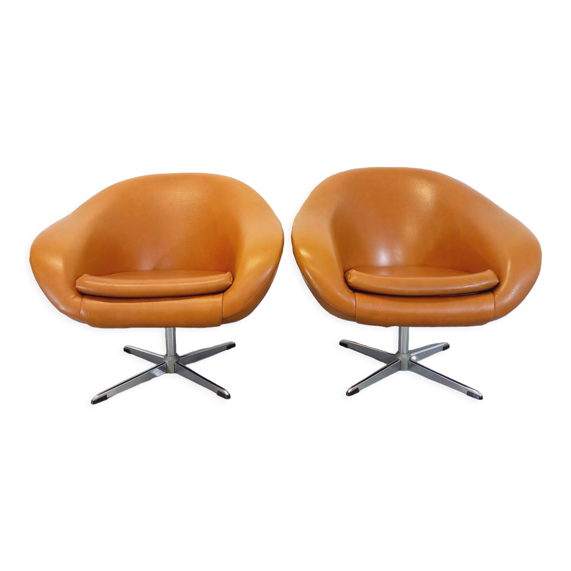Fauteuil skaï vintage 1970 | L'Atelier de Papy