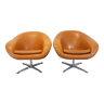 Pair of vintage swivel chairs in skaï and chrome from the 70s