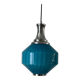 Blue glass ceiling light with a chrome frame, 1960s, Germany.