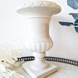 Large vintage white earthenware Medici vase