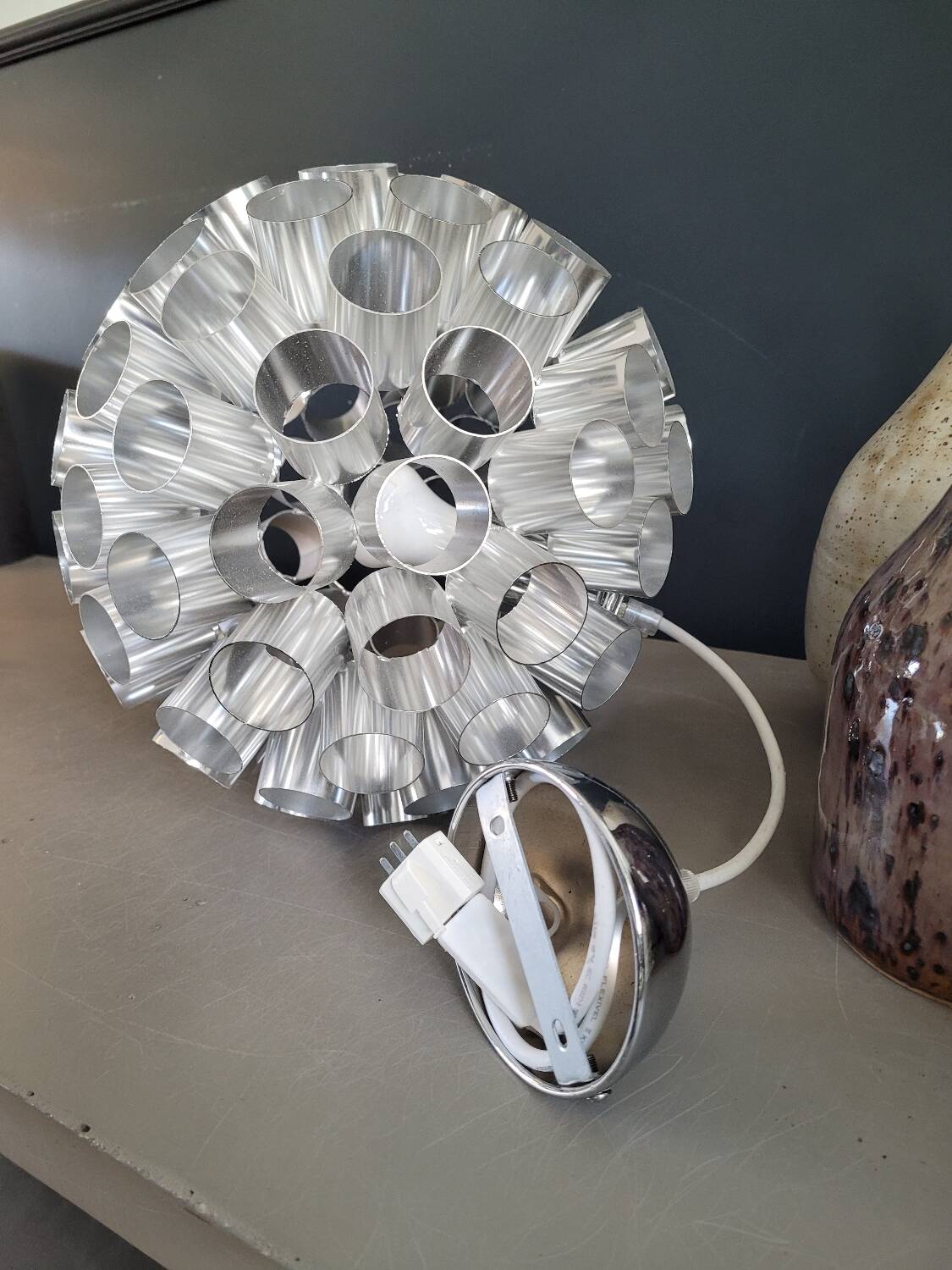 Space-age aluminum pendant light