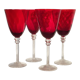 4 large red blown glass stemmed glasses 320 ml