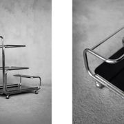 Vintage Mid-Century German Modern Bauhaus Chrome & Glass Serving Trolley