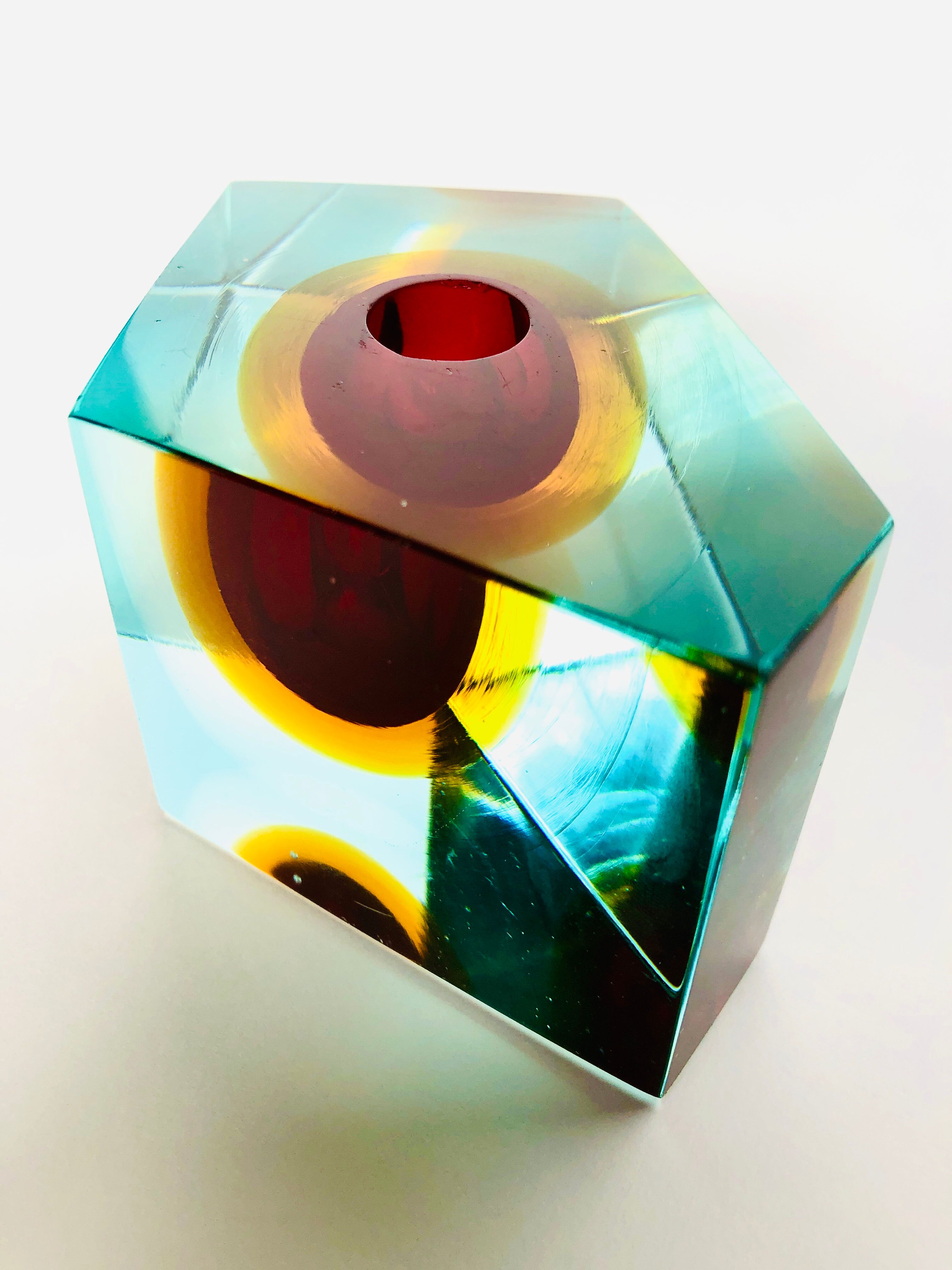 Single-flower vase Sommerso Murano design Luigi Mandruzzato, 60s