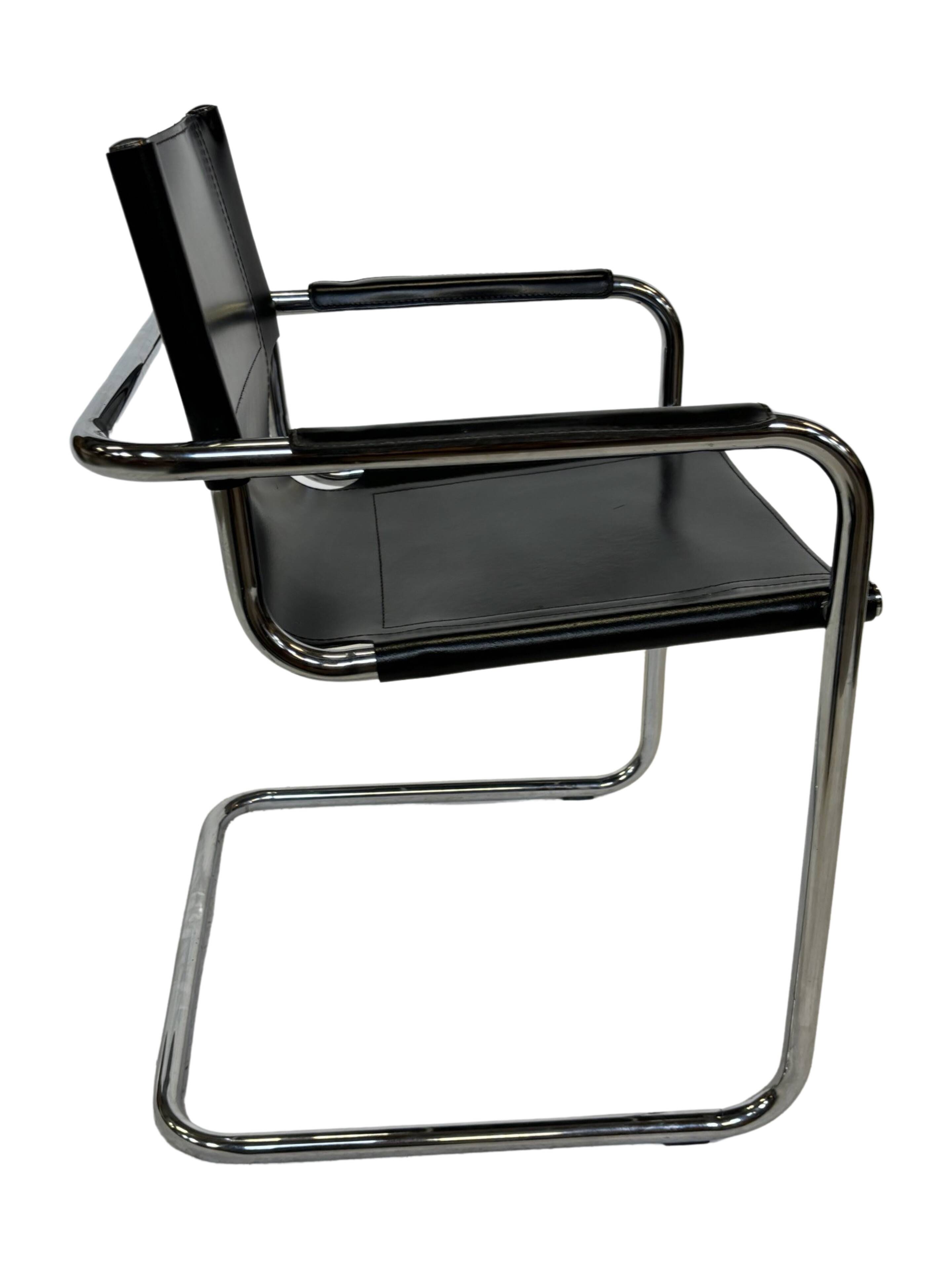 Set of 4 design cantilever chairs black and chrome design made in Italy