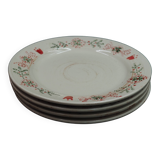 4 assiettes plates motif coeur et couronne rouge