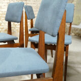 Series of 6 oak chairs, 1950