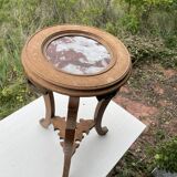 Pedestal table wood and marble