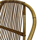 Ensemble vintage de 4 fauteuils club en rotin Rohe Noordwolde 1960