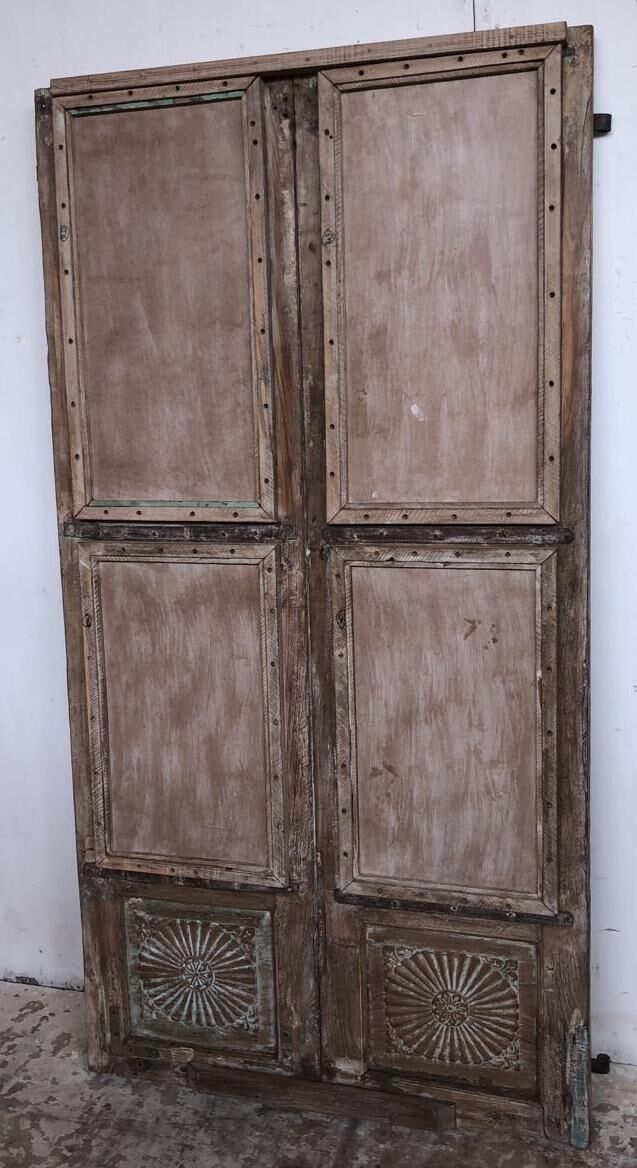 Old chiseled teak door