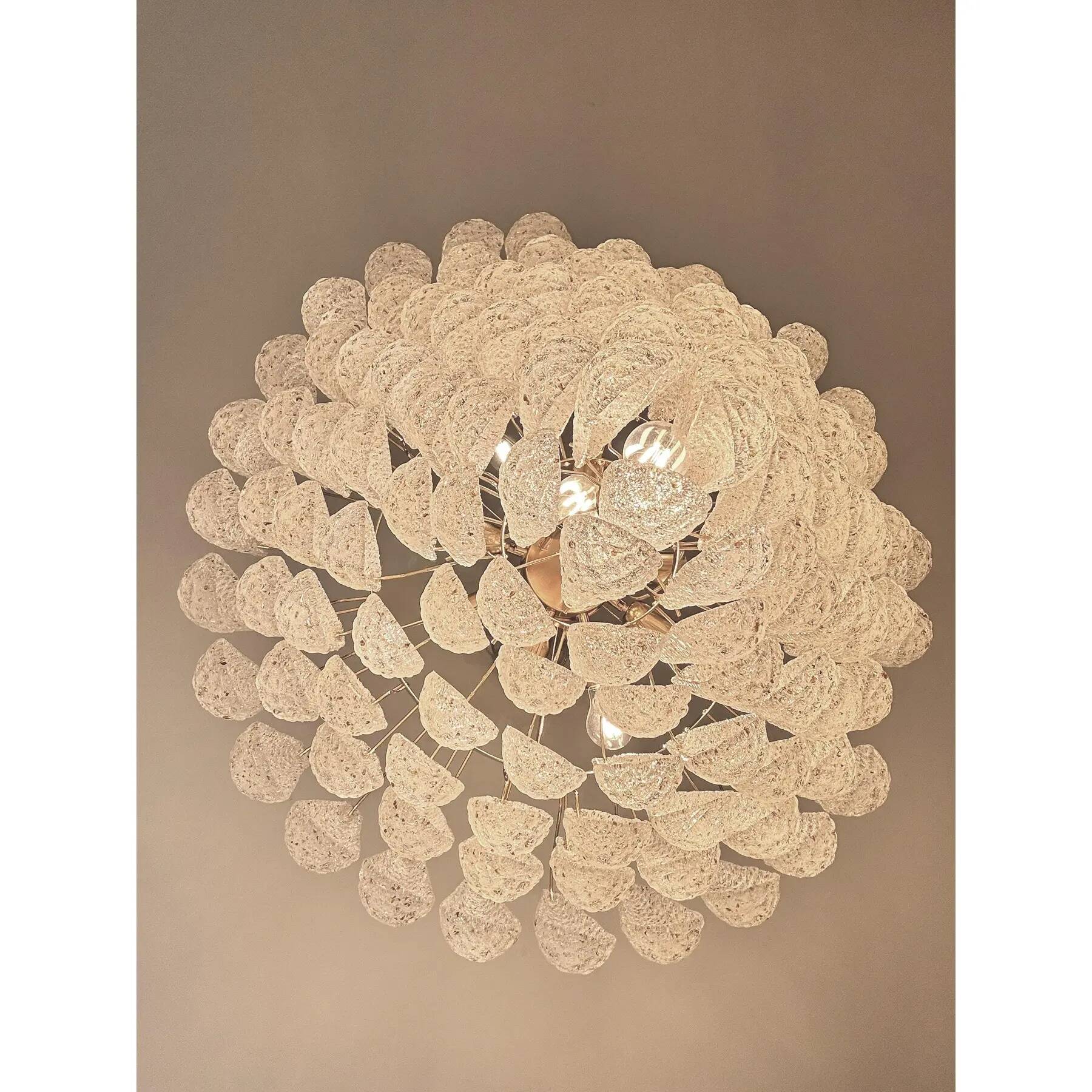 Huge Italian "Conchiglie" Murano Glass Gold Chandelier