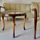 1930s French Art Deco Coffee Table, Beech Wood & Glass, Curved Design
