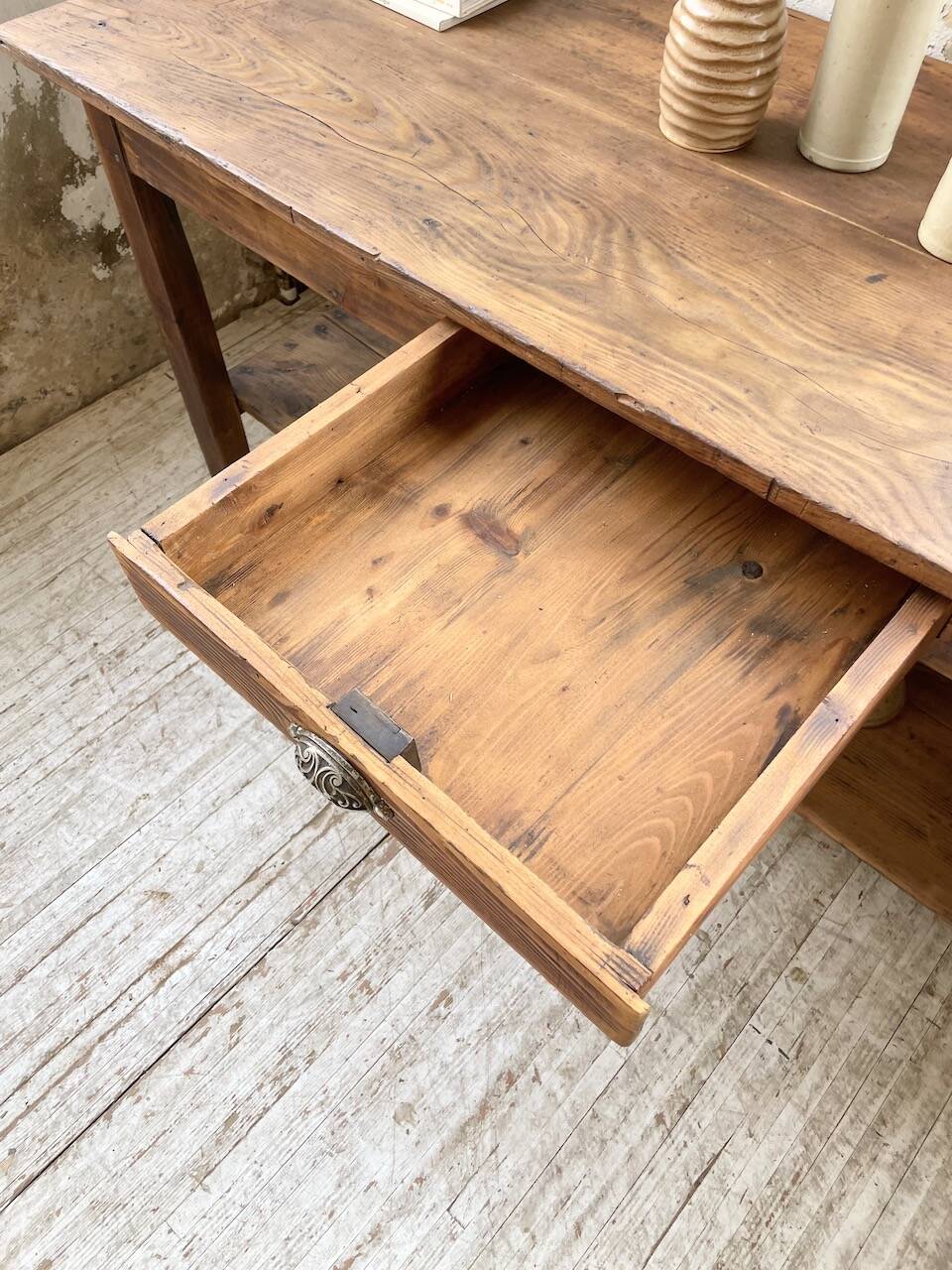 Drapery console table in pine