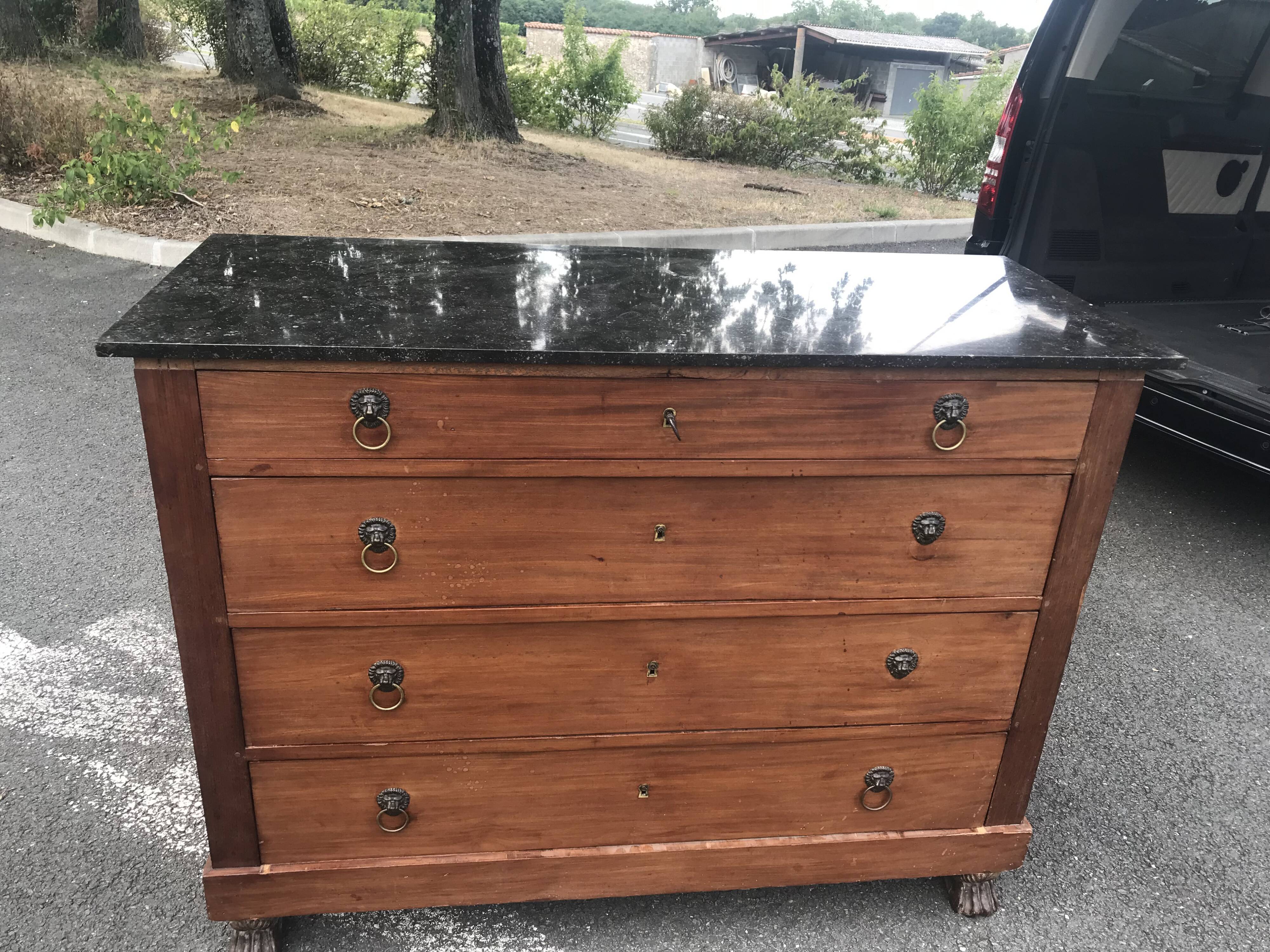 Chest of drawers lion pates back from Egypt