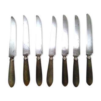 7 old wooden handle knives