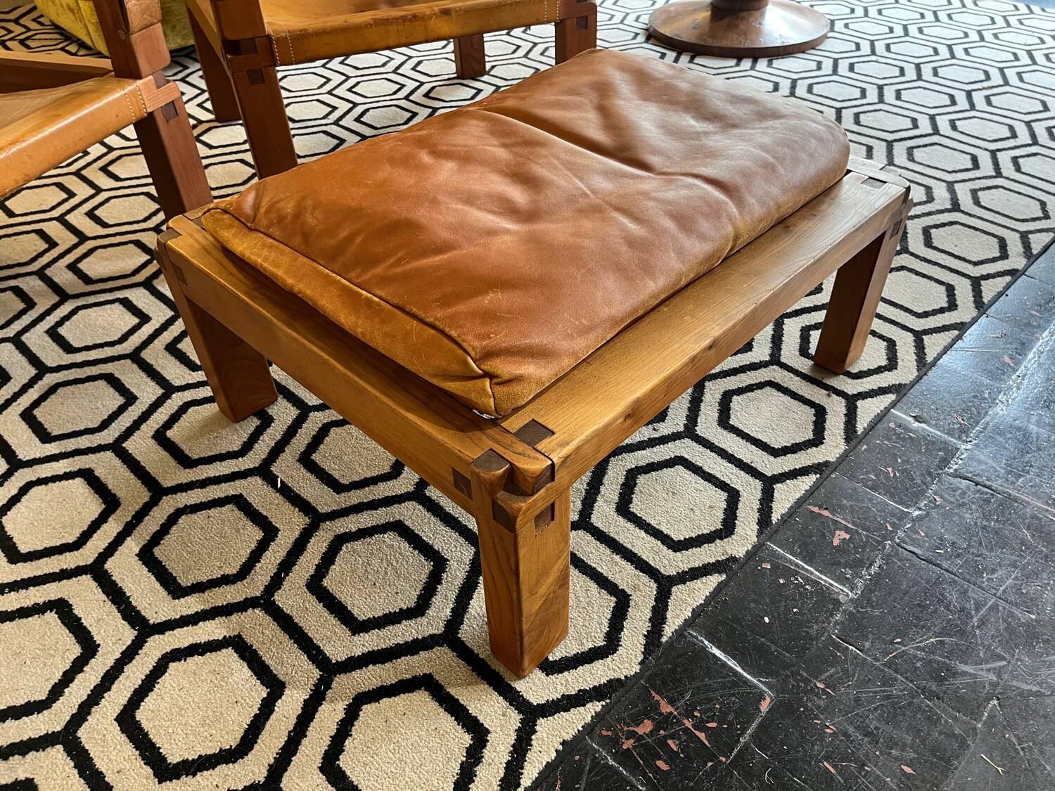 Pair of armchairs and a footrest Pierre Chapo 1960
