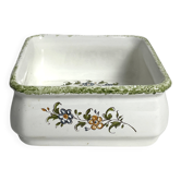 Moustiers, square shallow dish with bird decoration, 20th century.