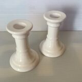 Pair of white earthenware candle holders