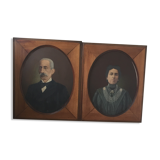Set de 2 portraits à l'huile
