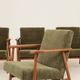 Ensemble de 4 Fauteuils Mid-Century Modern – Velours olive vert 