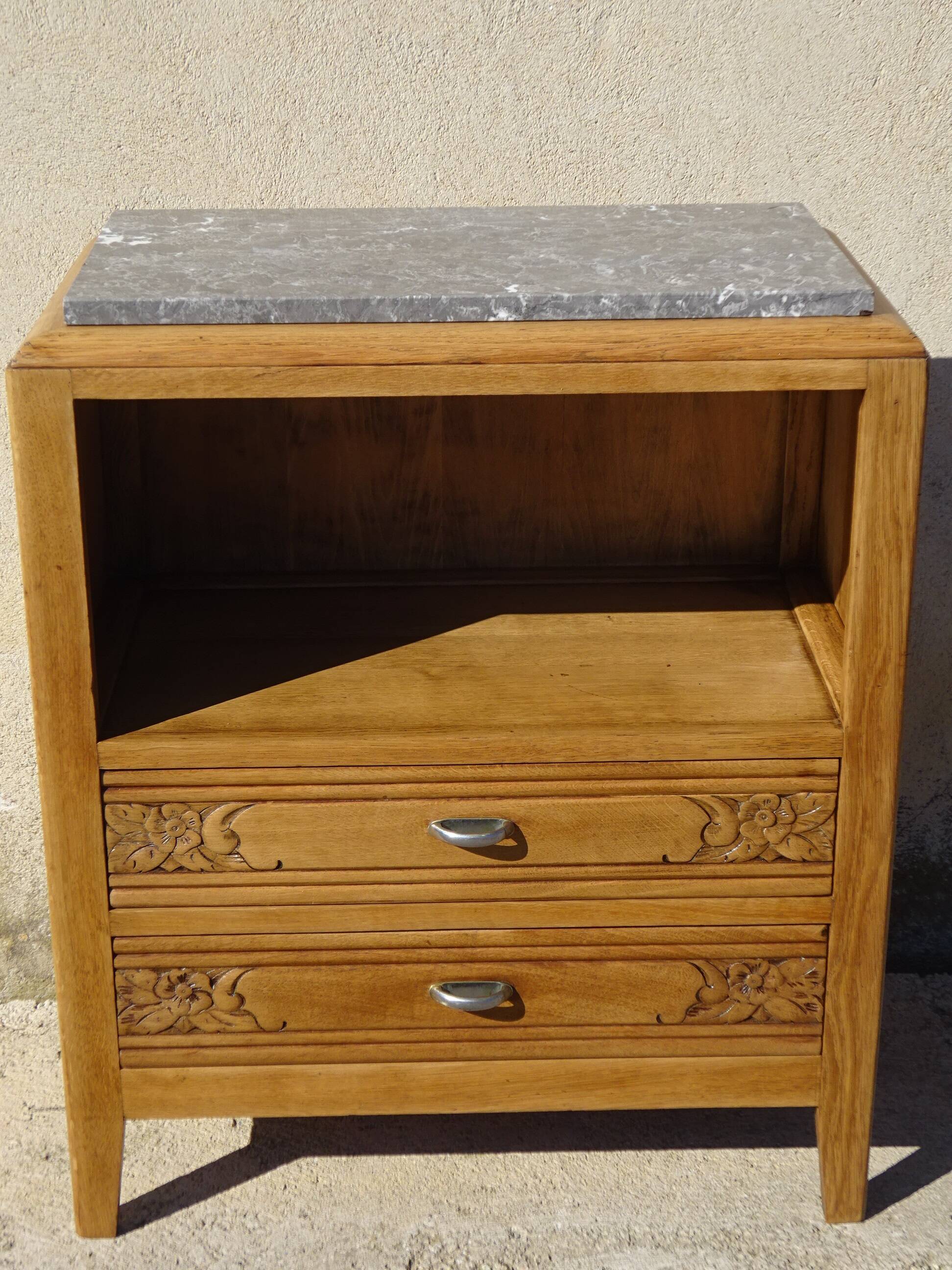 Art Deco bedside table in oak, restored