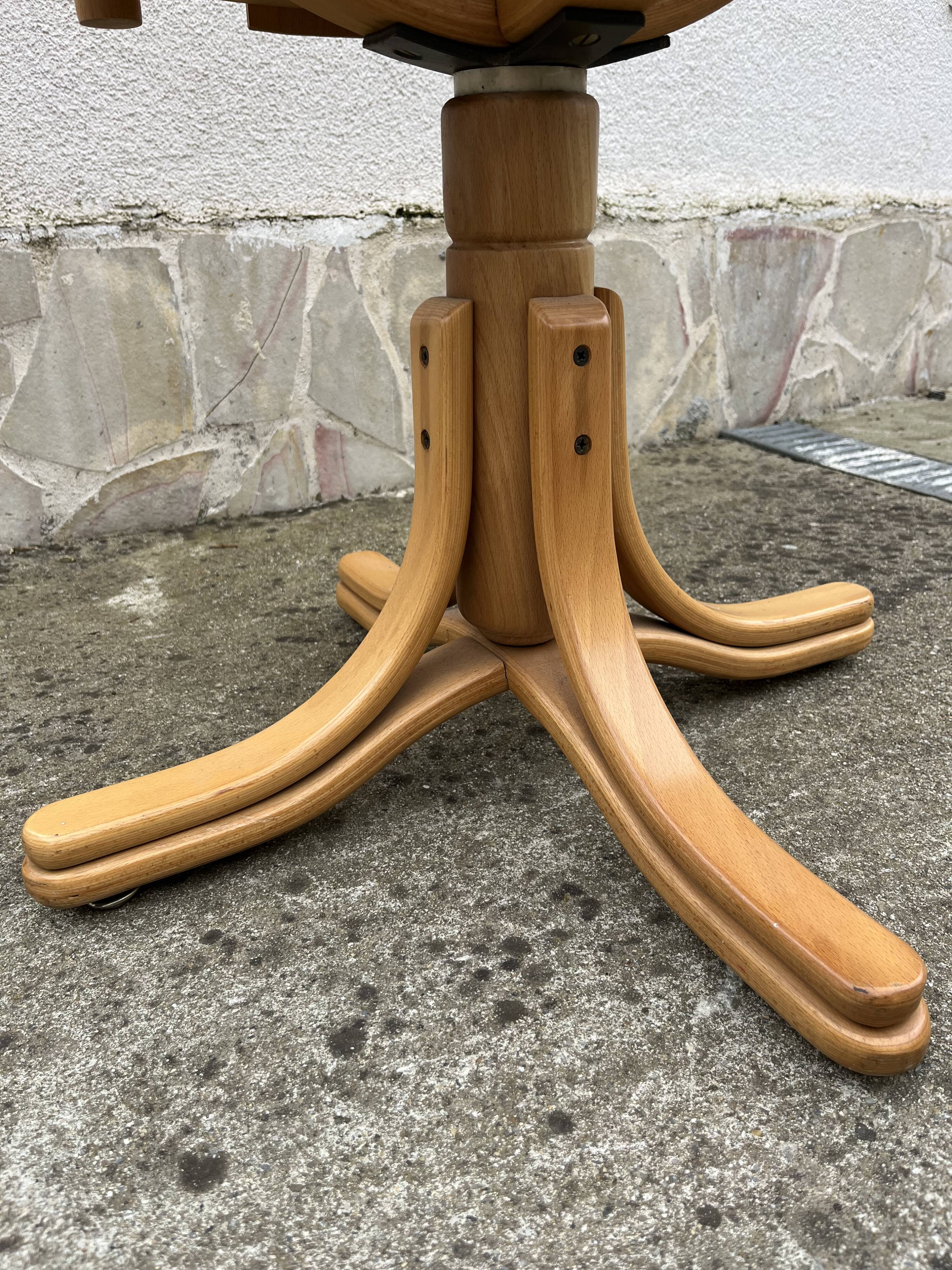 Vintage Thonet style swivel office chair – bent wood & cane