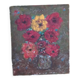 Peinture nature morte bouquet de fleurs